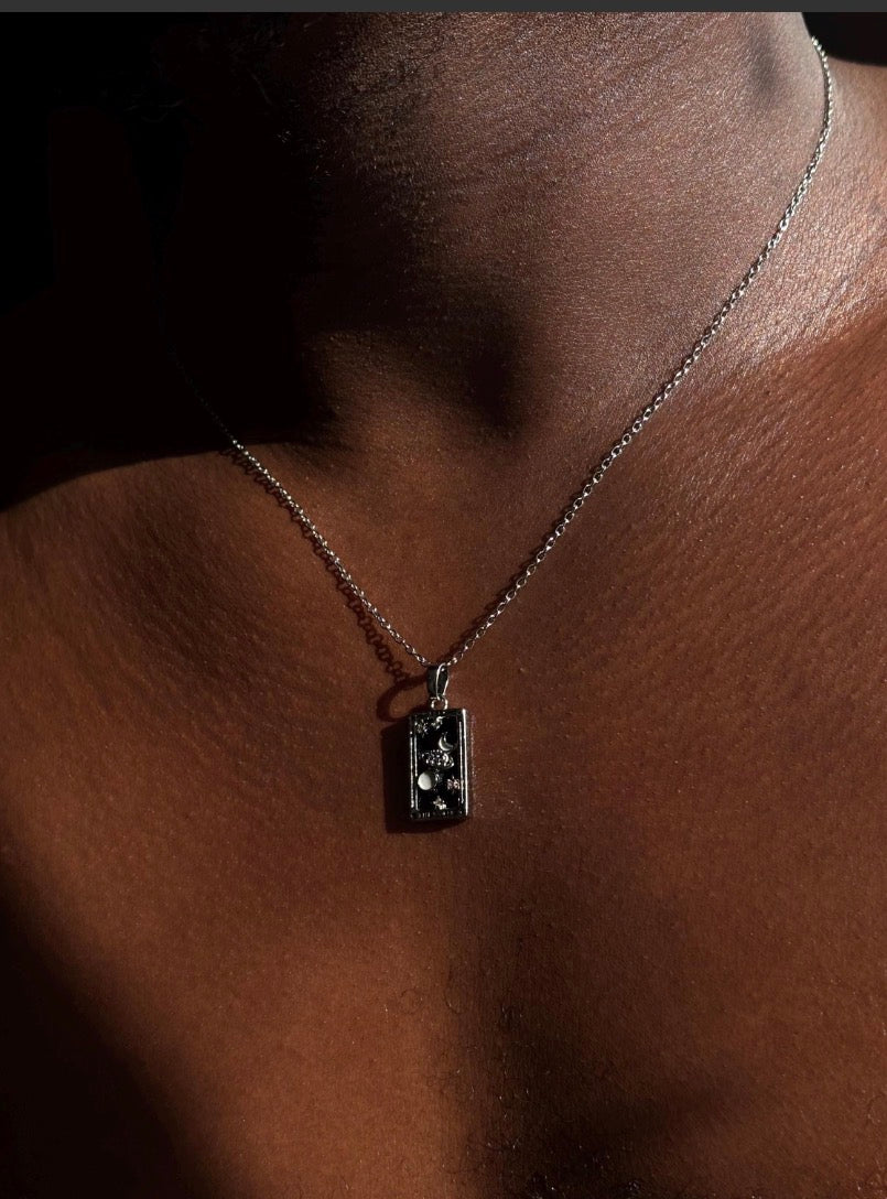 The World Tarot Card Necklace - Celestial Completion Pendant