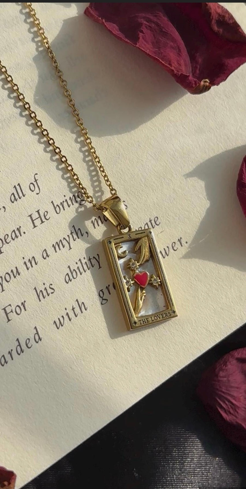 The Lovers Tarot Card Necklace – Sacred Union & Attraction Pendant